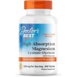Doctor's Best High Absorption Magnesium Glycinate Lysinate, 100mg, 240 Tablets.