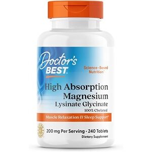 Doctor's Best High Absorption Magnesium Glycinate Lysinate, 100mg, 240 Tablets.