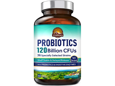120 Billion CFUs Probiotics, 36 Strains, 30 Veggie Capsules