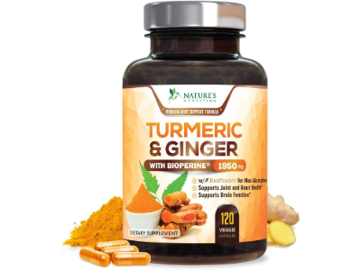 Turmeric Curcumin With Ginger 95% Curcuminoids 1950mg, 120 veggie caps