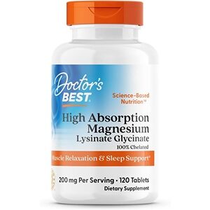 Doctor's Best High Absorption Magnesium Glycinate Lysinate, 100mg, 120 Tablets.
