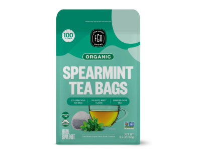 FGO Organic Spearmint Leaf Tea Bags, 100 Tea Bags