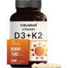 NatureBell Vitamin D3 + K2 (MK7) with Virgin Coconut Oil, 240 Softgels