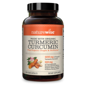 NatureWise Turmeric Curcumin 2250mg (95% curcuminoids) with BioPerine & Ginger, 180 capsules