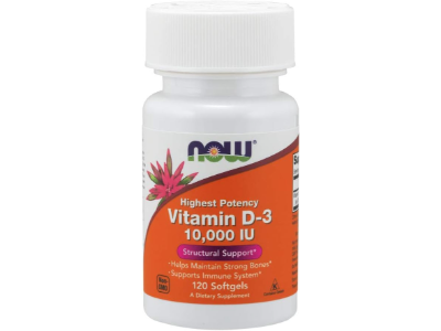 NOW Vitamin D3 10,000 IU, Highest Potency, 120 Softgels
