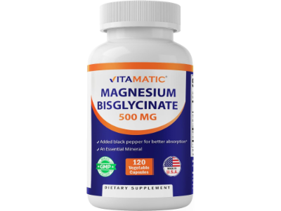 Vitamatic Magnesium Bisglycinate 500mg with Zinc, Vitamin D3 & Black Pepper