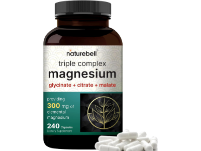Naturebell Magnesium Glycinate 500mg with Citrate & Malate, 240 capsules