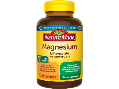 Nature Made Magnesium L-Threonate with Vitamin C & Vitamin D3, 90 capsules