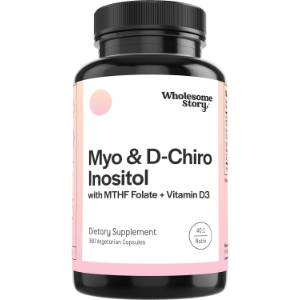 Wholesome Story Myo-Inositol & D-Chiro Inositol Capsules with MTHF, Folate, Vitamin D, 360 capsules