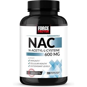 FORCE FACTOR NAC N-Acetyl Cysteine 600 mg, 200 Vegetable Capsules