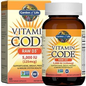 Garden of Life Vitamin Code Raw D3, 5,000 IU, 60 Vegetarian Capsules