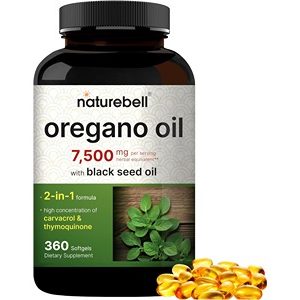 NatureBell Oregano Oil 7,500mg with Black Seed Oil, 360 Softgels