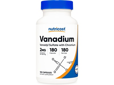 Nutricost Vanadium 2mg + Chromium 200mcg, 180 Vegetarian Capsules