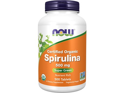 Now Certified Organic Spirulina 500 mg, 500 Tablets