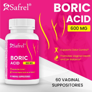 Safrel Boric Acid Vaginal Suppositories, 60 Count