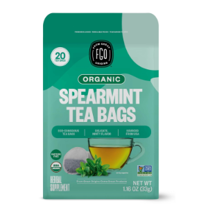 FGO Organic Spearmint Leaf Tea Bags, 20 Tea Bags