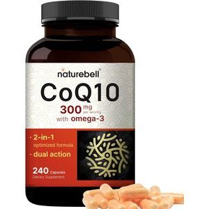 Naturebell CoQ10 (Ubiquinone) 300mg with Omega 3 Fatty Acids, 240 Capsules