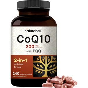 NatureBell CoQ10 (Ubiquinone) 200mg with PQQ, 240 Veggie Capsules