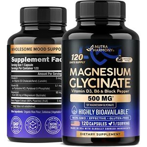 NutraHarmony Magnesium Glycinate 500 mg, 120 Capsules