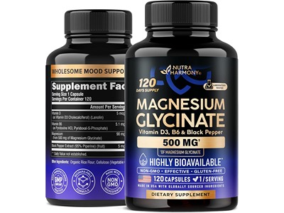 NutraHarmony Magnesium Glycinate 500 mg, 120 Capsules